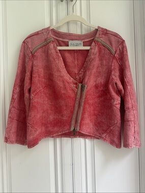 Elisa Cavaletti Faded coral Red Cropped linen and cotton Jacket, XS/S